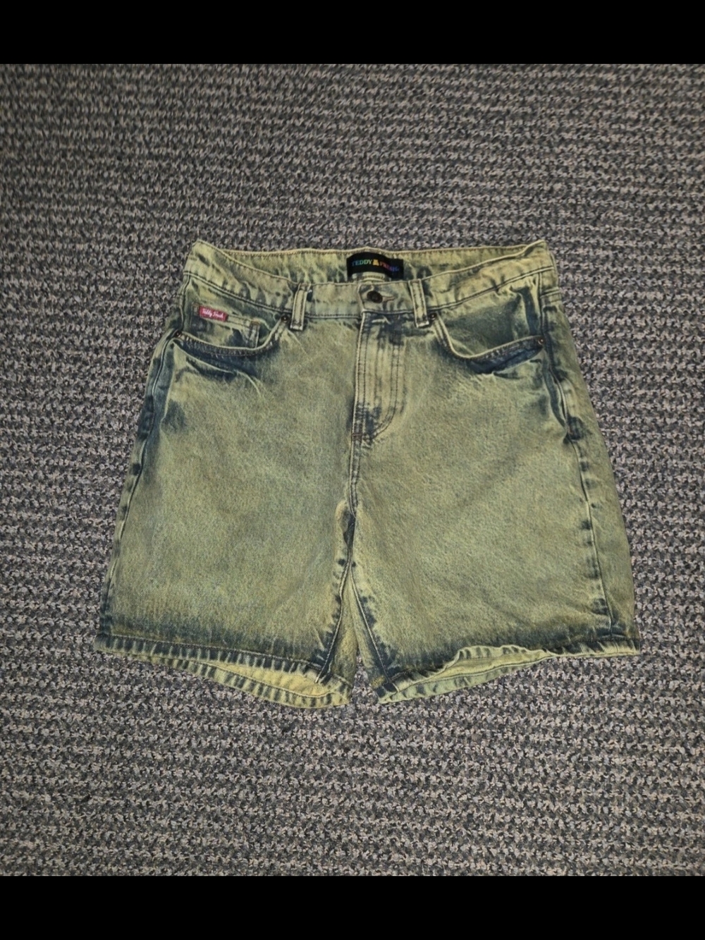 Teddy Fresh Size 28 Acid Wash Yellow Denim Shorts Jorts